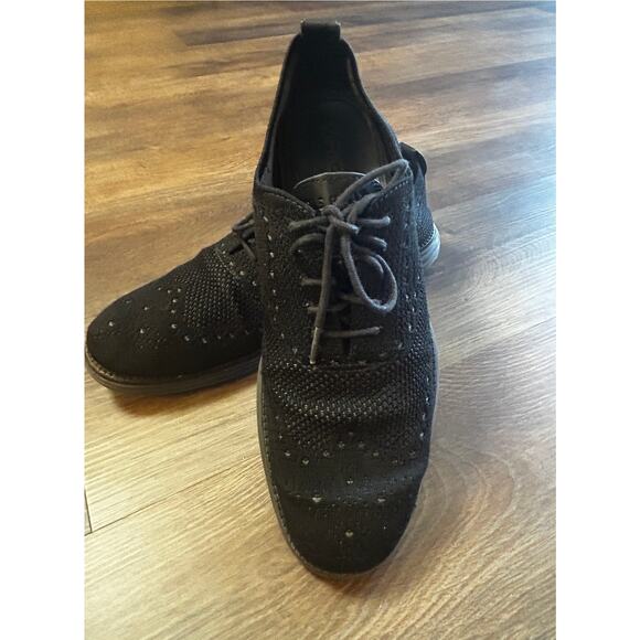 Cole Haan Black Men's Oxford Wingtip Soft Shell Lace up Shoes Size 9.5 - Picture 1 of 9
